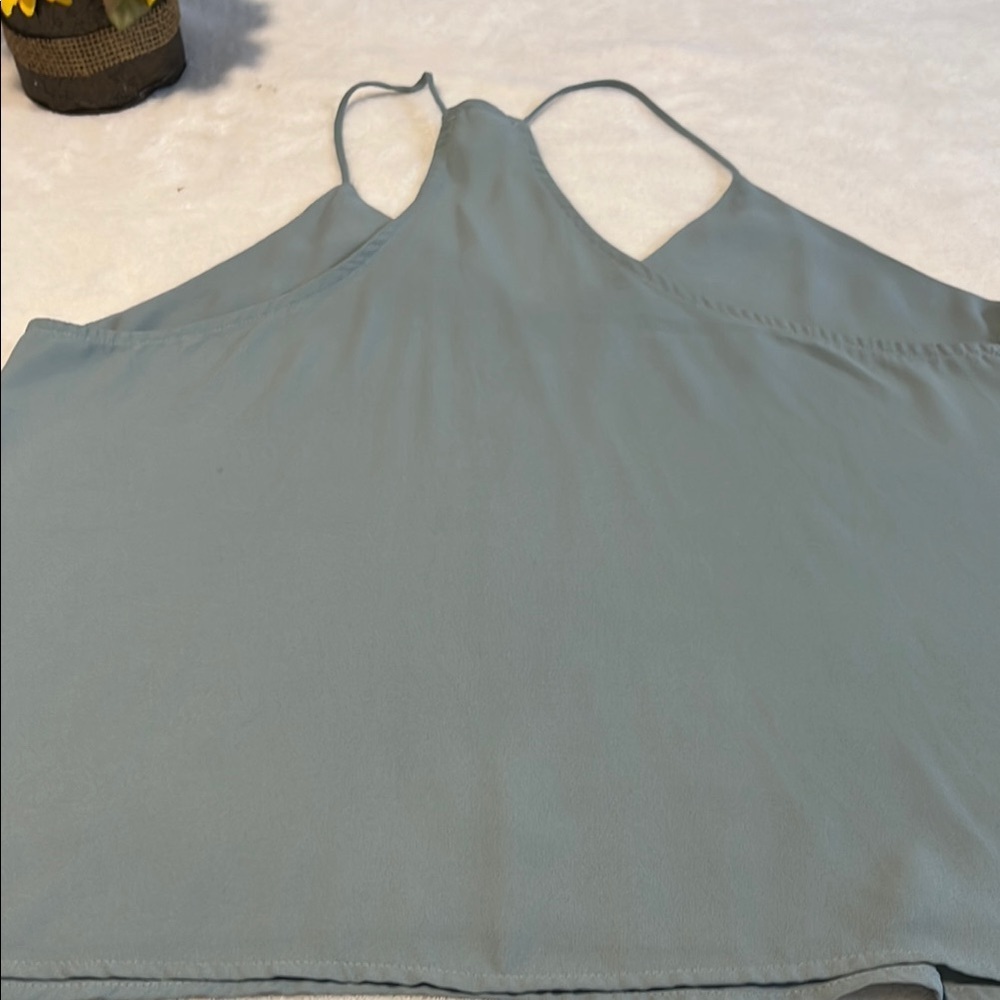Wet Seal Green Boxy Cami Size M Flowy Spaghetti Strap Lightweight - Picture 8 of 8